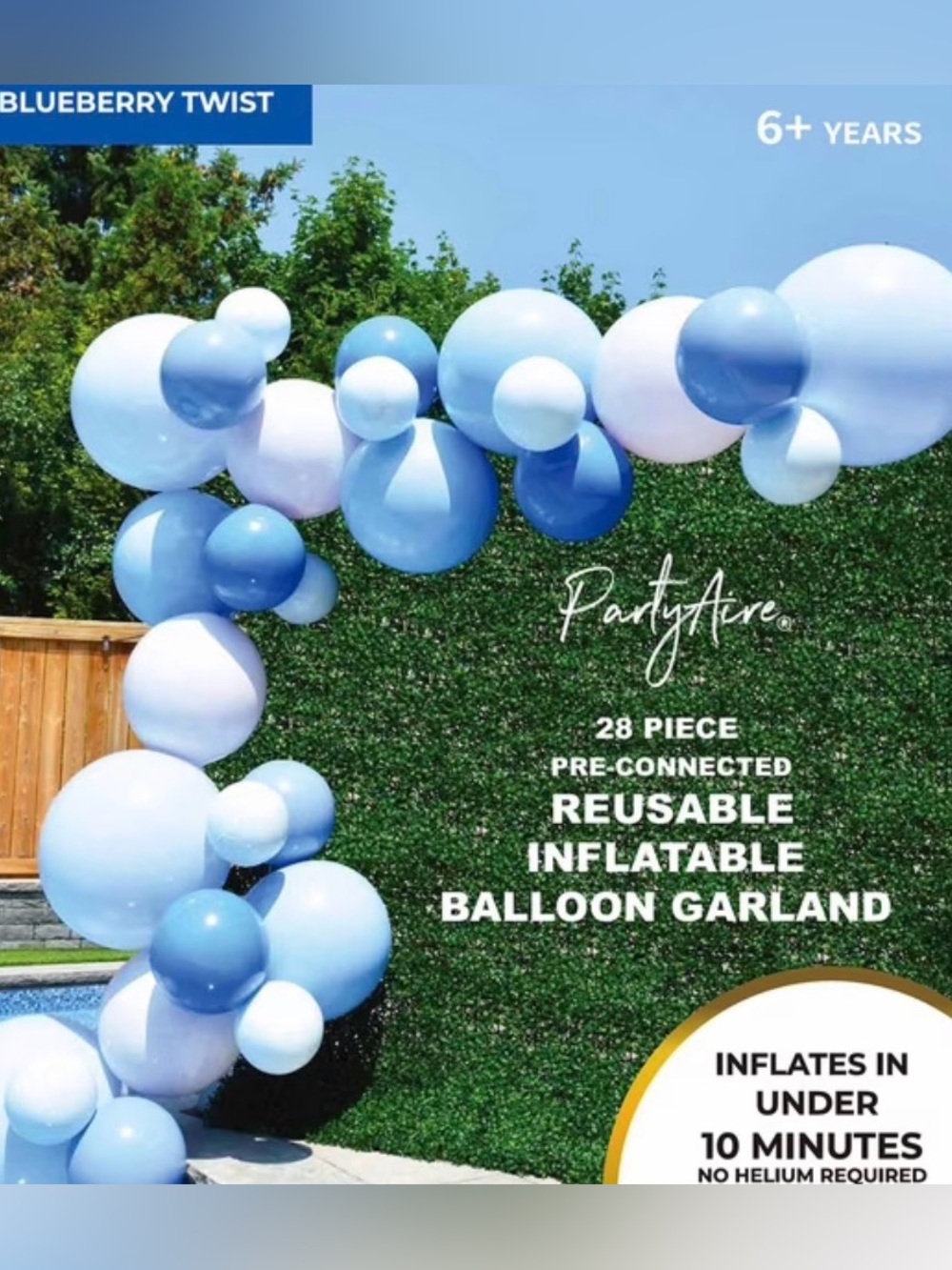 NWT PartyAire 18' Reusable Balloons Reusable Balloon Arch, 28 pc Blueberry Twist